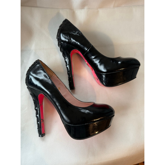 NIB Betsey Johnson Black Patent Leather Corset Dita Platform High Heel Size 7 - Picture 6 of 12